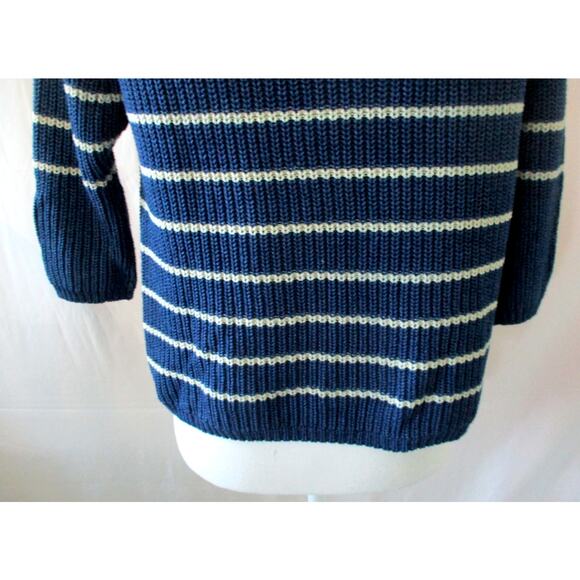 Fossil Women's Blue Striped 3/4 Sleeve Pull Over Sweater Size XS - Picture 7 of 10